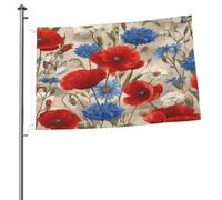 Ginfult Bandiera per esterni con papavero rosso e margherita blu, 6 x 0,9 m, bandiera da giardino su entrambi i lati, in poliestere, bandiere decorative per patio, prato, portico, balcone
