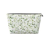 Ginfult Beauty case impermeabile con foglie di ulivo verde, piccolo astuccio per trucchi portatile, per donne e ragazze, da viaggio
