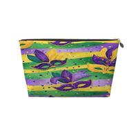Ginfult Beauty case impermeabile per maschere di Mardi Gras, verde, giallo, viola, piccolo, portatile, per donne e ragazze, da viaggio