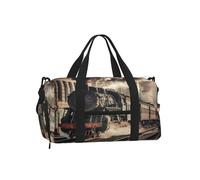 Ginfult Borsa da palestra con treno a vapore retrò con scomparto per scarpe e tasca bagnata, borsa da viaggio impermeabile per allenamento notturno e weekender, per donne e uomini