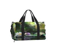 Ginfult Borsa da palestra giapponese Zen Lotus floreale con scomparto per scarpe e tasca bagnata, borsa da viaggio impermeabile per allenamento durante la notte, borsa da weekender, per donne e uomini