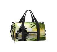 Ginfult Borsa da palestra giapponese Zen Stone Orchid con scomparto per scarpe e tasca bagnata, borsa da viaggio impermeabile per allenamento durante la notte, borsa da weekender, per donne e uomini