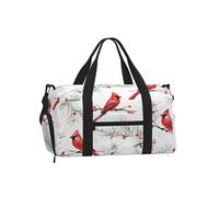 Ginfult Borsa da palestra natalizia rossa con foglia di agrifoglio con scomparto per scarpe e tasca bagnata, borsa da viaggio impermeabile per allenamento durante la notte, borsa per il fine settimana