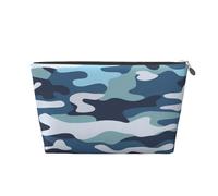 Ginfult Borsa per il trucco con stampa mimetica blu nera custodia per cosmetici piccola borsa portatile per cosmetici per donne ragazze viaggio