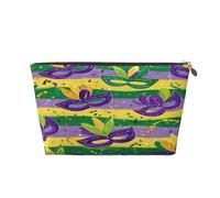 Ginfult Borsa per trucchi a tema maschere di Mardi Gras verde, giallo, viola, impermeabile, piccola borsa per trucco portatile, per donne e ragazze, da viaggio