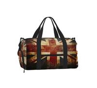 Ginfult Borsa sportiva da palestra con bandiera del Regno Unito retrò con scomparto per scarpe e tasca bagnata, borsa da viaggio impermeabile per allenamento durante la notte, borsa da weekender, per