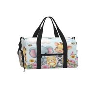 Ginfult Borsa sportiva da palestra con elefante, zebra, giraffa, orso, ape, con scomparto per scarpe e tasca bagnata, borsa da viaggio, impermeabile, per allenamento durante la notte, borsa da