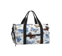 Ginfult Borsa sportiva da palestra con farfalla blu e marrone con scomparto per scarpe e tasca bagnata, borsa da viaggio impermeabile per allenamento durante la notte, borsa da weekender, per donne e