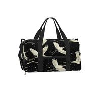 Ginfult Borsa sportiva da palestra con gru bianca beige con scomparto per scarpe e tasca bagnata, borsa da viaggio impermeabile per allenamento durante la notte, borsa per il fine settimana per donne