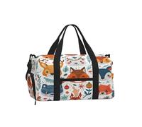 Ginfult Borsa sportiva da palestra con simpatico orso, lupo, cervo, testa di cervo, con scomparto per scarpe e tasca bagnata, borsone da viaggio impermeabile per allenamento durante la notte, borsa da
