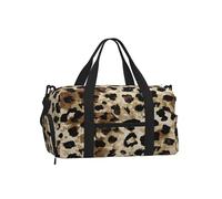 Ginfult Borsa sportiva da palestra con stampa leopardata retrò marrone con scomparto per scarpe e tasca bagnata, borsa da viaggio impermeabile per allenamento notturno borsa per donne e uomini