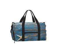 Ginfult Borsa sportiva da palestra in legno blu con scomparto per scarpe e tasca bagnata, borsa da viaggio impermeabile per allenamento durante la notte, borsa da weekender, per donne e uomini