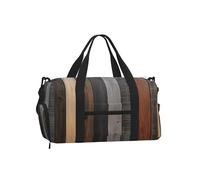 Ginfult Borsa sportiva da palestra in stile retrò rustico, con struttura in legno, con scomparto per scarpe e tasca bagnata, borsa da viaggio, impermeabile, per allenamento durante la notte, borsa da
