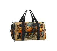 Ginfult Borsa sportiva da palestra retrò con tre faraoni egiziani con scomparto per scarpe e tasca bagnata, borsa da viaggio impermeabile per allenamento notturno e weekender, per donne e uomini