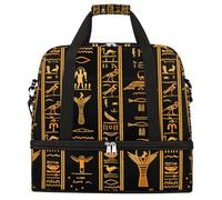 Ginfult Borsone da viaggio a tema geroglifici egizi antichi borsone pieghevole da palestra con scomparto per scarpe borse da viaggio per donne e uomini