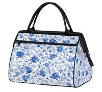 Ginfult Borsone da viaggio impermeabile con fiori cineserie blu e bianchi, borsa da viaggio leggera per palestra, weekender, per la notte, per donne e uomini