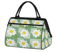 Ginfult Borsone da viaggio impermeabile con motivo floreale verde a quadri scozzesi borsa da viaggio leggera borsa da palestra weekender durante la notte tote per donne uomini