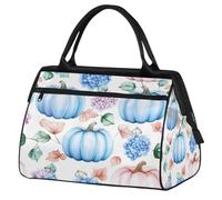 Ginfult Borsone da viaggio impermeabile con zucche rosa pastello e fiori di ortensia borsone da viaggio leggero da palestra weekender borsa da notte per donne e uomini