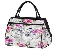Ginfult Borsone da viaggio impermeabile da viaggio con cartolina per bicicletta, vintage, leggero, da palestra, weekender, per la notte, per donne e uomini