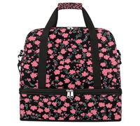 Ginfult Borsone da viaggio sportivo con motivo floreale piccolo e floreale, pieghevole, con scomparto per scarpe, borsa da viaggio per donne e uomini