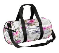 Ginfult Borsone da viaggio vintage con cartolina per bicicletta con rosa per donne e uomini, borsone da viaggio per la notte con tracolla