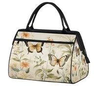 Ginfult Borsone sportivo con fiori e farfalle, stile rustico, impermeabile, da viaggio, leggero, per palestra, weekender, per donne e uomini