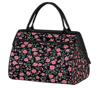 Ginfult Borsone sportivo da viaggio impermeabile con piccolo fiore rosa borsa da viaggio leggera palestra weekender borsa da notte per donne uomini