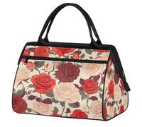Ginfult Borsone sportivo retrò vintage con fiori rosa impermeabile da viaggio borsa da viaggio leggero palestra weekender borsa da notte per donne uomini