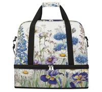 Ginfult Daisy Iris Wildflower Florlas, borsone da palestra pieghevole con scomparto per scarpe, borsa da viaggio per donne e uomini
