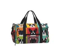 Ginfult Divertente borsa da palestra con bulldog francese scozzese con scomparto per scarpe e tasca bagnata, borsa da viaggio impermeabile per allenamento notturno e weekender, per donne e uomini