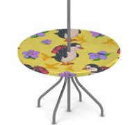 Ginfult Divertente tovaglia rotonda da esterno con foro per ombrellone e cerniera, tovaglia elastica da 91,4 a 111,8 cm, impermeabile, per picnic e patio