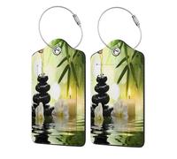 Ginfult Etichette per bagagli in pelle con orchidea zeb giapponese, confezione da 2 etichette per valigie, etichette da viaggio con anello in acciaio inossidabile, etichetta identificativa per la