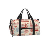 Ginfult London Bus Big Ben City Elements Borsa sportiva da palestra con scomparto per scarpe e tasca bagnata, borsa da viaggio impermeabile per allenamento notturno e weekender, per donne e uomini