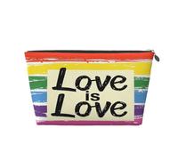 Ginfult Rainbow Love is Love - Trousse per trucchi a righe, impermeabile, piccola, portatile, per donne e ragazze, da viaggio