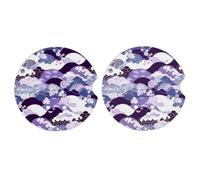 Ginfult Sottobicchieri per auto con motivo floreale di ciliegio giapponese, confezione da 2, assorbenti, in ceramica, per bevande, con base in sughero antiscivolo