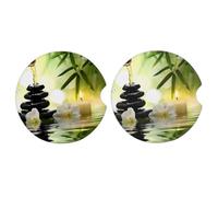 Ginfult Sottobicchieri per auto con orchidea giapponese Zeb Stone Orchidea, confezione da 2, sottobicchieri assorbenti in ceramica per auto, con base in sughero antiscivolo