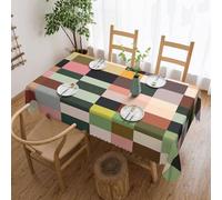Ginfult Tovaglia rettangolare con motivo a scacchi arcobaleno colorato, 137 x 183 cm, impermeabile, rettangolare, lavabile, per sala da pranzo e matrimoni