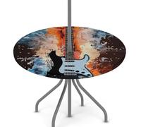 Ginfult Tovaglia rotonda da esterno con foro per ombrellone e cerniera, tovaglia elastica da 114,3 a 142,2 cm, impermeabile, per picnic e patio