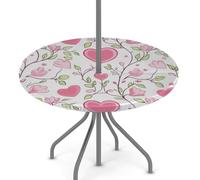 Ginfult Tovaglia rotonda da esterno con foro per ombrellone e cerniera, tovaglia elastica da 114,3 a 142,2 cm, impermeabile, per picnic e patio