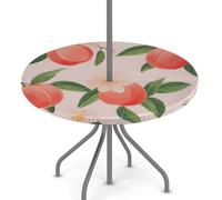 Ginfult Tovaglia rotonda per esterni con foro per ombrellone e cerniera, tovaglia elastica da 114,3 a 142,2 cm, impermeabile, per picnic e patio, colore rosa