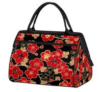 Ginfult Troditional - Borsone sportivo con fiori di ciliegio giapponese, impermeabile, da viaggio, leggero, per palestra, weekender, per la notte, per donne e uomini