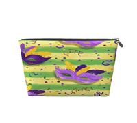 Ginfult Trousse per trucchi con maschere Mardi Gras a righe, impermeabile, piccola borsa per il trucco, borsa portatile per articoli da toeletta per donne e ragazze da viaggio