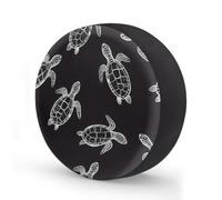 Ginfult White Line Ocean Turtle - Copertura per ruota di scorta da 40,6 cm, impermeabile, elastica, per auto, rimorchi, camion