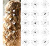 Gingbiss 20 mini fermagli per capelli a forma di fiore con strass, piccoli fermagli per capelli da sposa, accessori per capelli per spose, damigelle, donne e ragazze