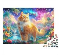 Ginger Cat in A Vibrant, Magical Tropical Forest Puzzle Da 1000 Pezzi Cute Cat Divertimento Di Ingegno Per Adulti E Bambini 70x50cm/1000pcs
