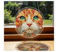Ginger Cat Puzzle Acchiappasole in acrilico da appendere alla finestra, puzzle fai da te da 18 cm per adulti, arte acrilica stampata UV su entrambi i lati, decorazione da giardino unica e regalo di