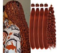 Ginger - Extension per capelli pre-allungate, colore 350, stile bohémien, per intrecciare ricci pre-stirati, ipoallergenici, trecce Ez Braid senza nodi, sintetiche, all'uncinetto, ricci Boho (5