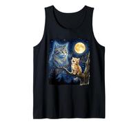 Ginger Kitten Howling at The Moon Night Sky Cat Art Canotta