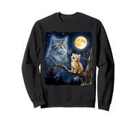 Ginger Kitten Howling at The Moon Night Sky Cat Art Felpa