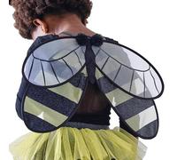 Ginger Ray Ali da bombo, con tulle giallo e nero e pompon, per compleanni e feste in costume, taglia unica